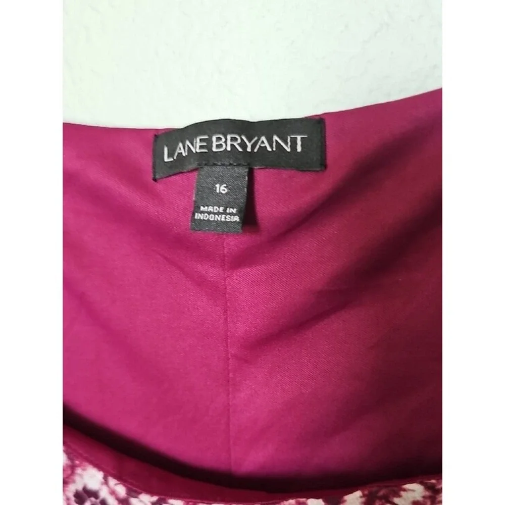 Lane Bryant Purple Geometric Cold Shoulder Blouse Size 16 Square Neck Lace Trim
